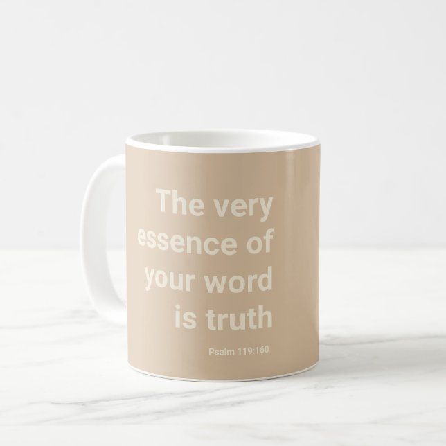 Caneca De Café Texto 2023 JW ano Psalm 119:160 Beige mínimo (Frente Esquerda)