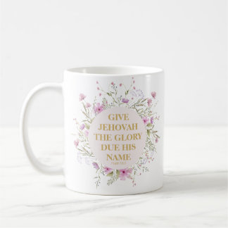 Caneca De Café Texto 2025 JW Ano Salm 96:8 Flores Delicadas