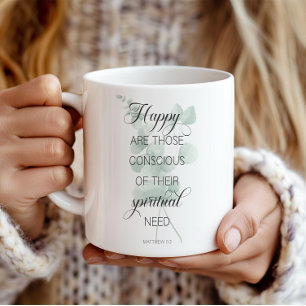 Caneca De Café Texto 2026 JW Ano Matthew 5:3 Eucalipto Verde