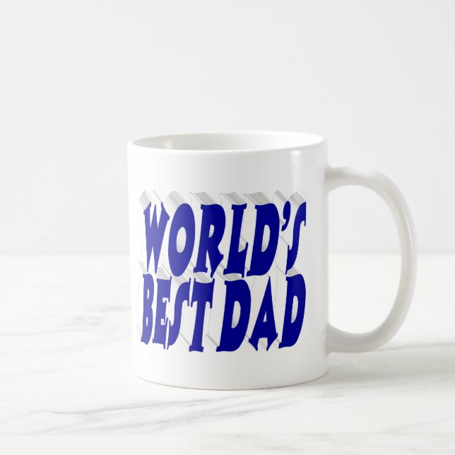 Caneca De Café Texto 3d azul do melhor Pai (Direita)