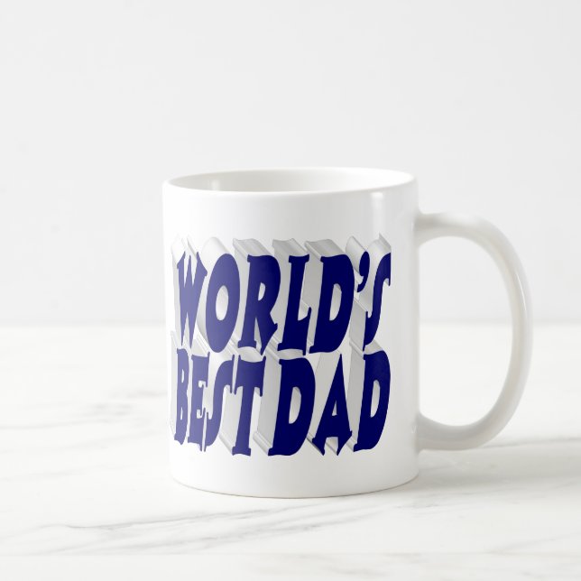 Caneca De Café Texto 3d azul escuro do melhor Pai (Direita)