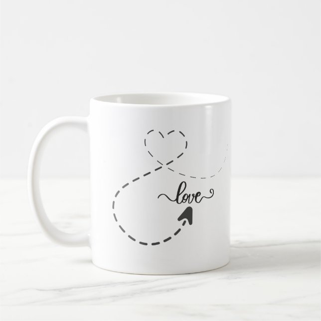 Caneca De Café Texto "Amor" Preto Simples Texturizado Café (Esquerda)