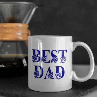 Caneca De Café Texto Azul do Sinalizador Americano do Melhor Pai
