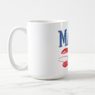 Caneca De Café Texto Azul Maine Lagosta Vermelha