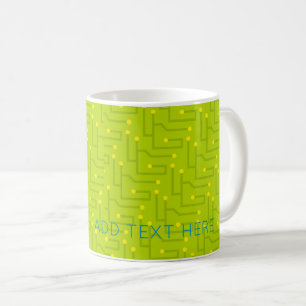 Caneca De Café Texto azul verde Conselho Circuito do Computador