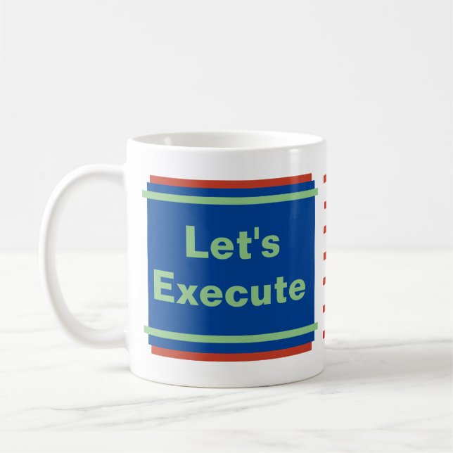Caneca De Café Texto Azul Verde e Vermelho da Cotação de Execução (Esquerda)