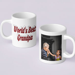 Caneca De Café Texto burgundy da foto do melhor avô