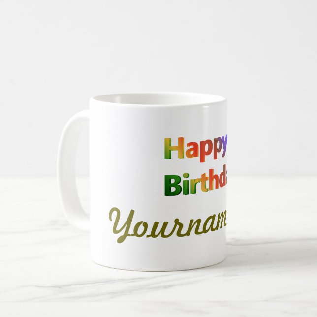 Caneca De Café texto, celebração, aniversário, modelo (Frente Esquerda)