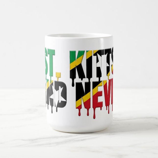 Caneca De Café Texto com Efeito de Gotejamento de St. Kitts | Des (Centro)
