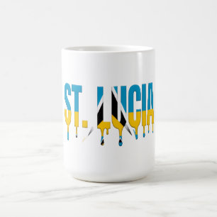 Caneca De Café Texto com Efeito Drip de Santa Lúcia Desenho da