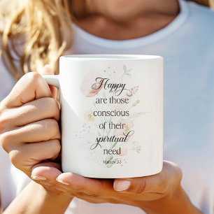Caneca De Café Texto de 2026 JW com Flores de primavera Matthew 5