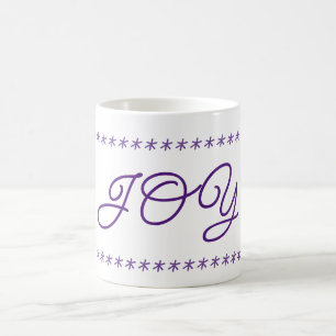 Caneca De Café Texto de alegria e estrelas de flocos de neve