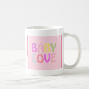 Caneca De Café texto de amor de bebê cor-de-rosa em bolinhas colo