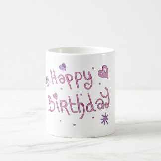 Caneca De Café Texto de Aniversário Feliz Reproduzido