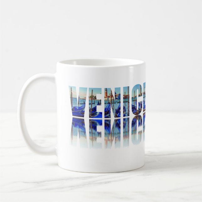Caneca De Café Texto de Veneza com reflexão (Esquerda)