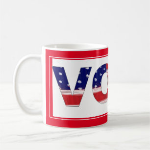 Caneca De Café Texto De Votação Em Cores De Sinalizador Vermelho