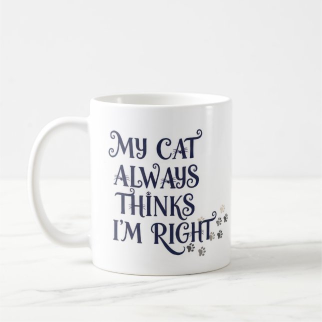 Caneca De Café Texto Divertido de Gato (Esquerda)