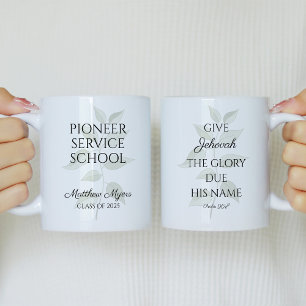 Caneca De Café Texto do Ano Escolar de 2025 Pioneiro com Eucalypt