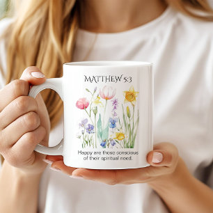 Caneca De Café Texto do Ano JW 2026 com Flores em Aquarela