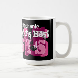 Caneca De Café Texto do Grunge de SIS do mundo nome feito sob