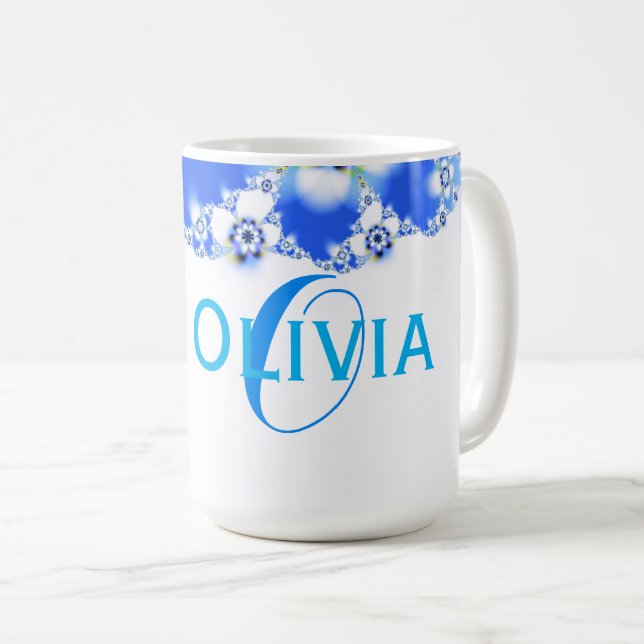 Caneca De Café Texto do nome do abstrato do Fractal da flora (Frente Esquerda)