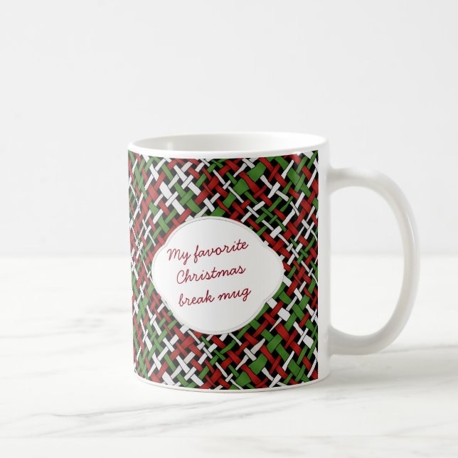Caneca De Café Texto do Padrão Gráfico de Quebra Tecida de Natal (Direita)