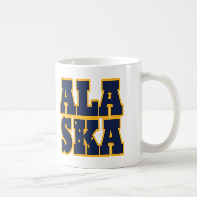 Caneca De Café Texto do sinalizador Estado do Alasca (Direita)