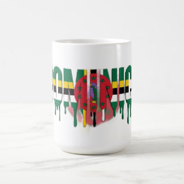 Caneca De Café Texto Dominica Drip | Design de Bandeira do Caribe