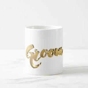 Caneca De Café Texto Dourado do olhar da tipografia elegante do