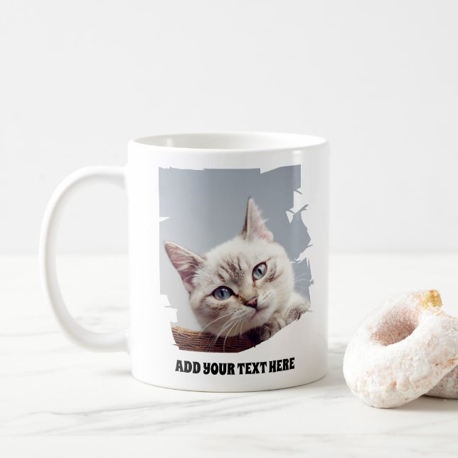 Caneca De Café Texto e Foto de Pet Personalizadas (Com Donut)