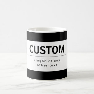 Caneca De Café Texto Editável Moderno Negrito   Preto & Branco