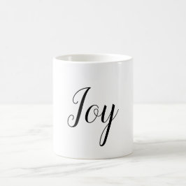 Caneca De Café Texto Elegante Branco Mínimo sobre Feriado de Joy
