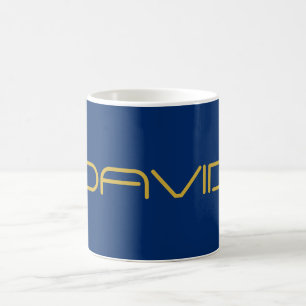 Caneca De Café Texto Elegante Editável Dourado e Azul Marinho