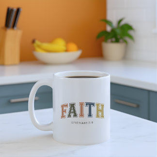 Caneca De Café Texto Estilo Universidade de Fé Efésios 2:18