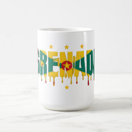 Caneca De Café Texto Gotejante de Granada | Desenho da Bandeira d