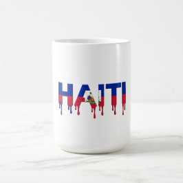Caneca De Café Texto Haiti Drip | Design de Bandeira Caribenha |