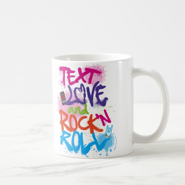 Caneca De Café Texto, Love & Rock 'n Roll (Direita)