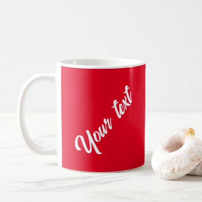 Caneca De Café Texto manuscrito ou Nomes Modelo vermelho simples (Com Donut)
