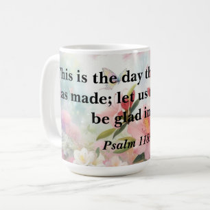 Caneca De Café texto motivacional da Bíblia em aquarela floral