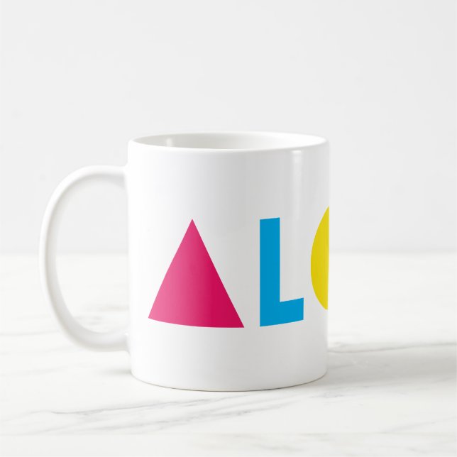Caneca De Café Texto original - letras coloridas ALOHA (Esquerda)
