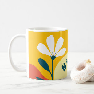 Caneca De Café Texto Personalizado Boho Mostarda Terracotta Verde
