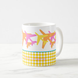 Caneca De Café Texto Personalizado da Tripulação de Voo Viagem de
