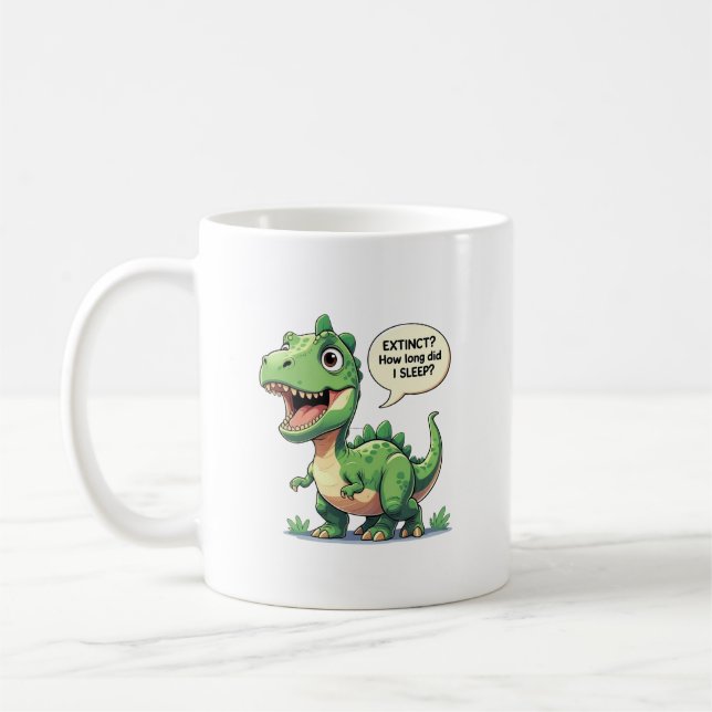 Caneca De Café Texto Personalizado De Dinossauro Engraçado E Sono (Esquerda)