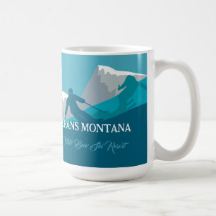 Caneca De Café Texto Personalizado de Esqui Alpino de Montana