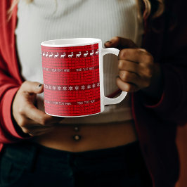 Caneca De Café Texto Personalizado de Natal Vermelho Branco Maldi