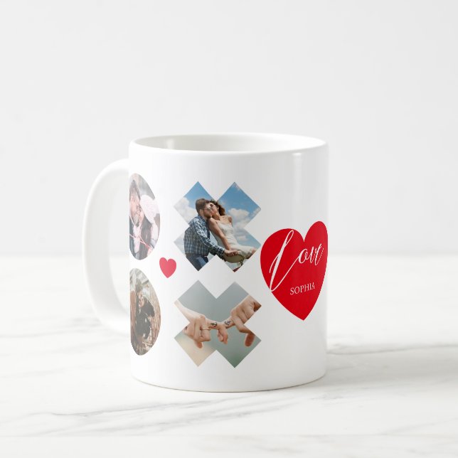 Caneca De Café Texto personalizado do amor cardíaco (Frente Esquerda)