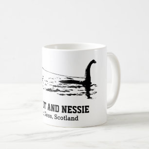 Caneca De Café Texto personalizado do Pé-Grande e Nessie Loch Ne