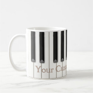 Caneca De Café Texto Personalizado do Piano Clássico em 4 Cores