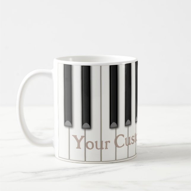 Caneca De Café Texto Personalizado do Piano Clássico em 4 Cores (Esquerda)