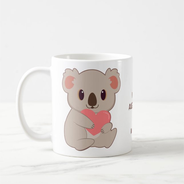 Caneca De Café Texto personalizado e nome Love Mugs do Koala (Esquerda)